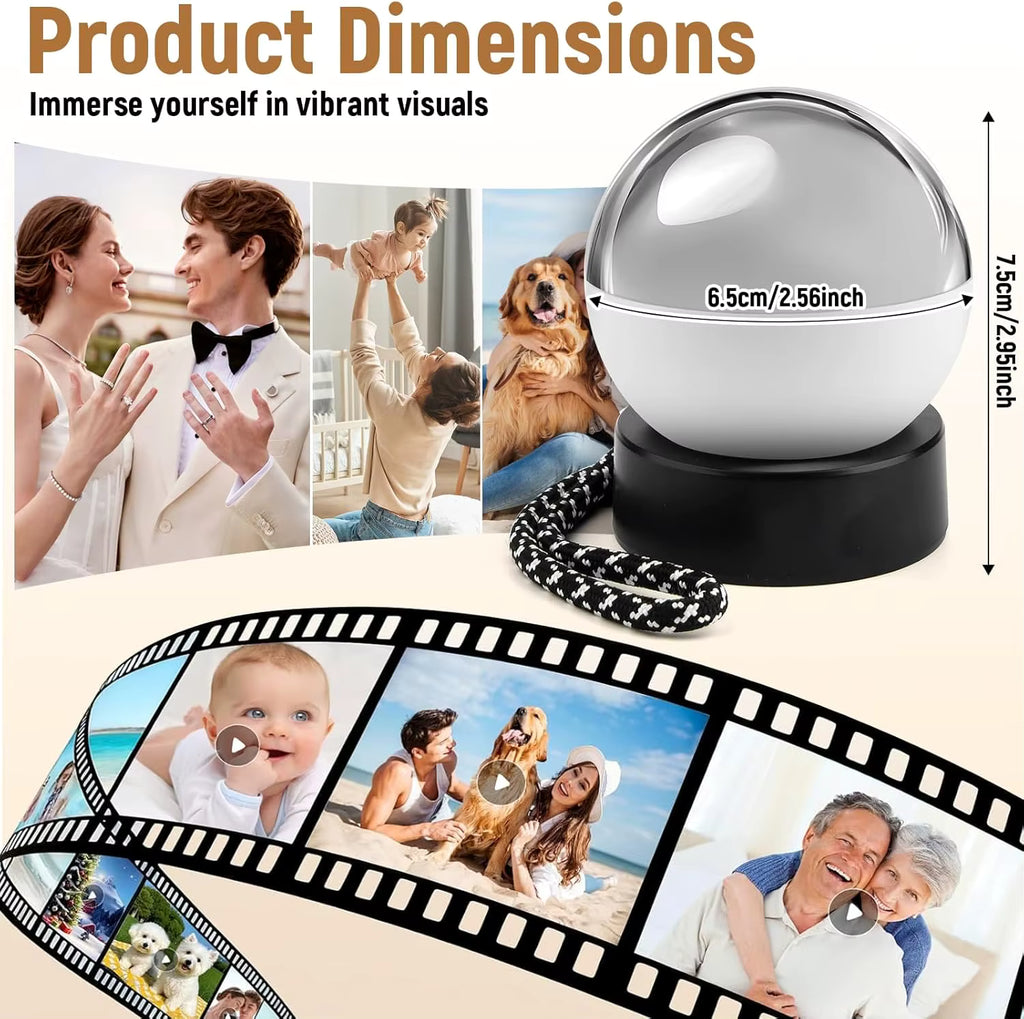 Glass Video Globe Memory Crystal Ball Video Player Playable Video Gift Sphere for Valentine’s Day Birthday and Christmas, Memory Orb
