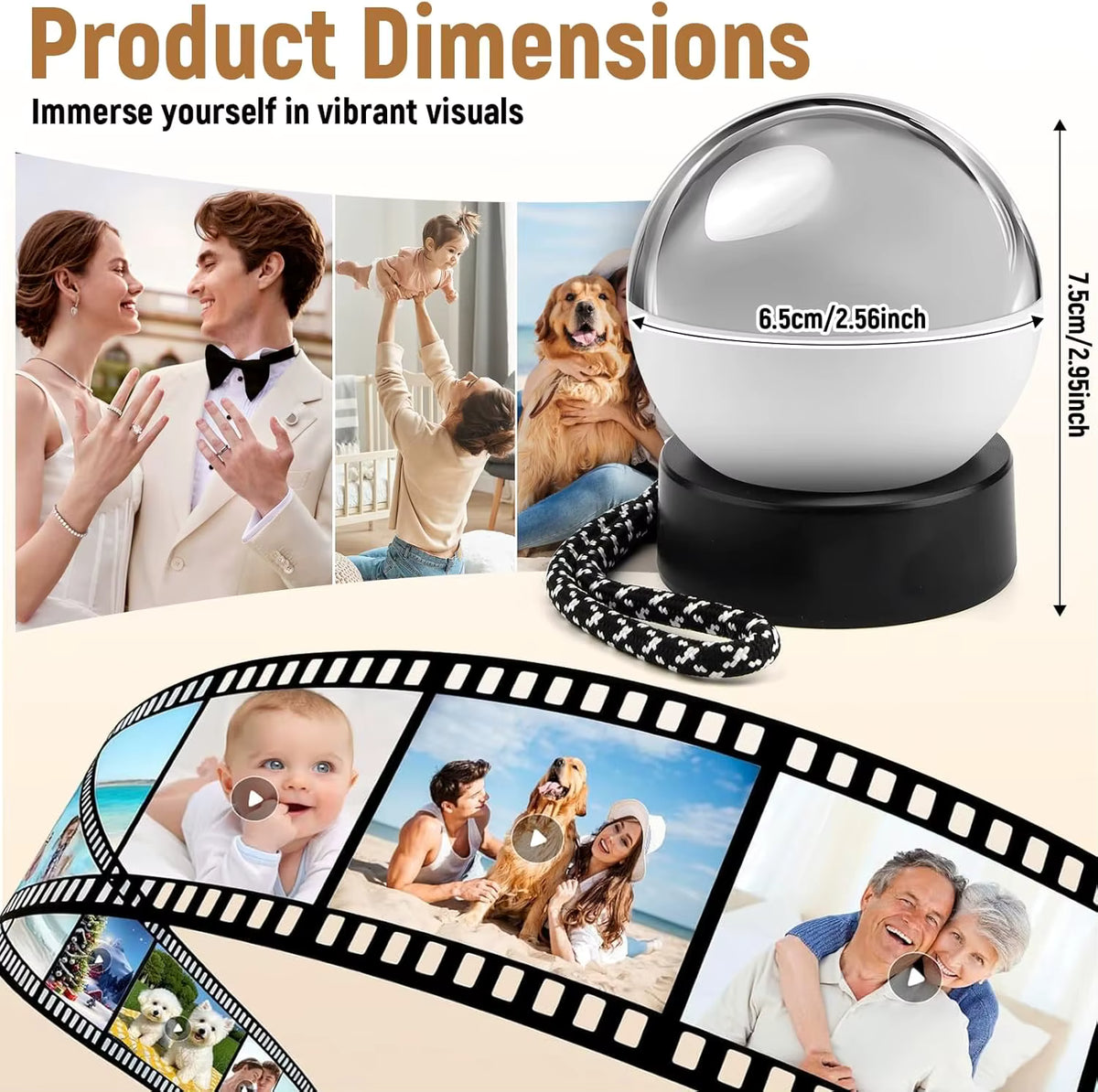 Glass Video Globe Memory Crystal Ball Video Player Playable Video Gift Sphere for Valentine’s Day Birthday and Christmas, Memory Orb