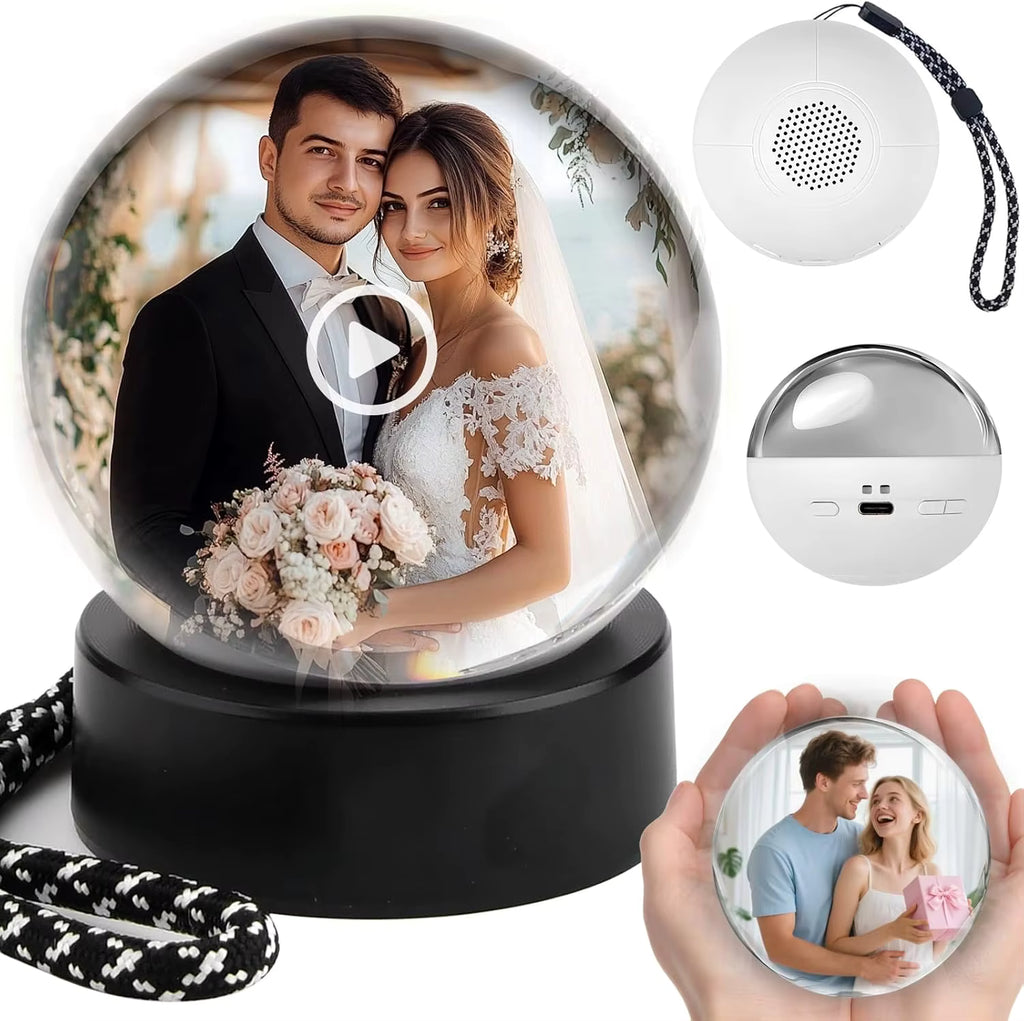 Glass Video Globe Memory Crystal Ball Video Player Playable Video Gift Sphere for Valentine’s Day Birthday and Christmas, Memory Orb