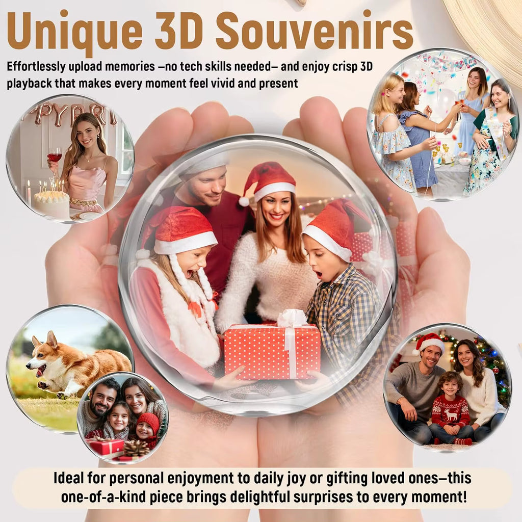 Glass Video Globe Memory Crystal Ball Video Player Playable Video Gift Sphere for Valentine’s Day Birthday and Christmas, Memory Orb